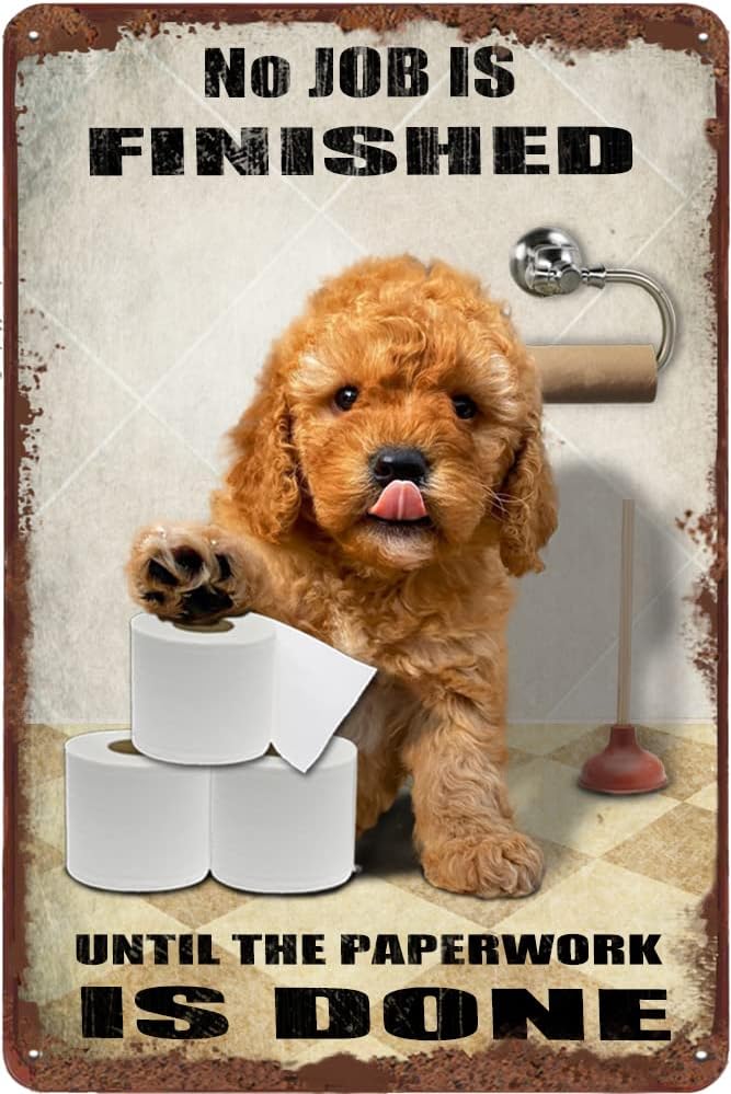 Farming Jobs - Goldendoodle собака ванная комната жестяная вывеска